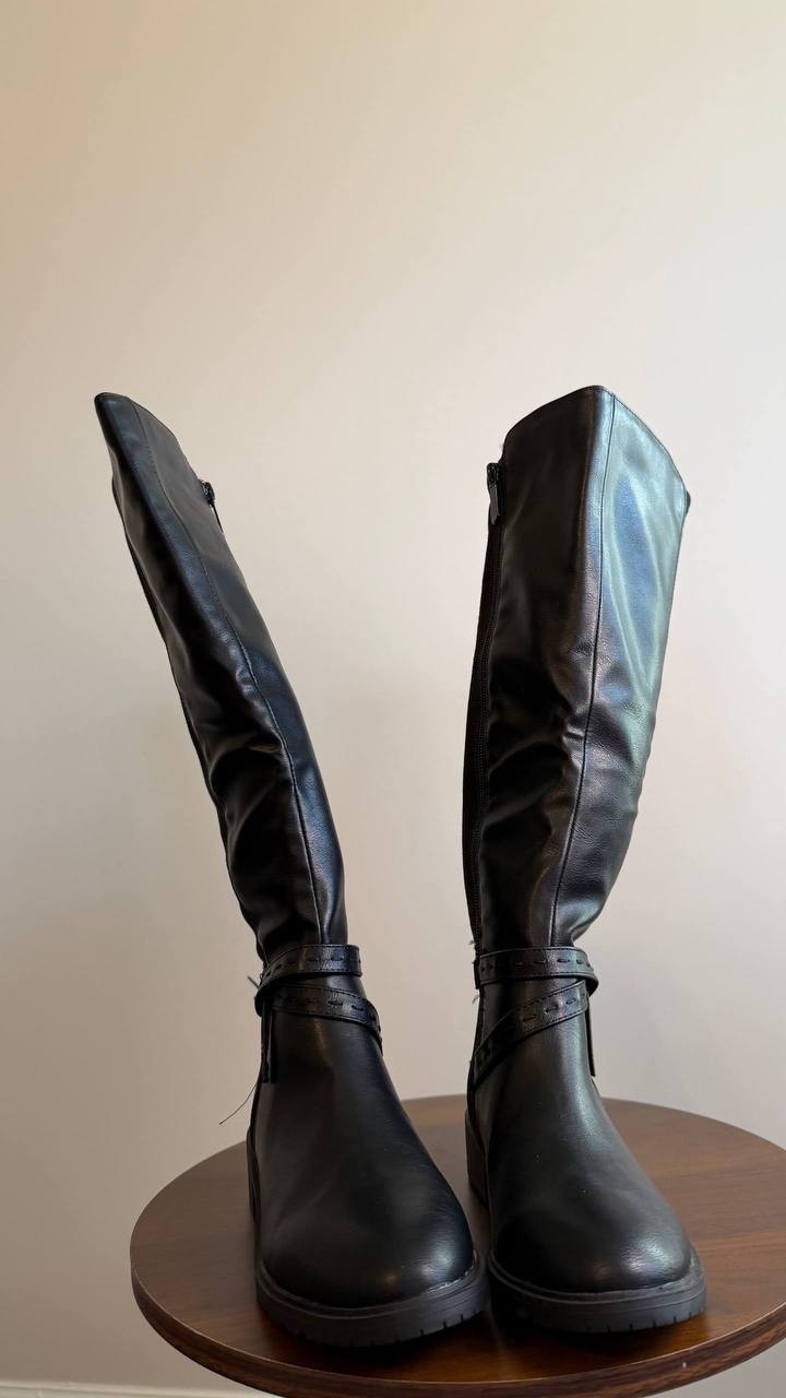 Style & Co Verityy Block Heel Boots Black 6.5M Microfiber Man‑Made $99.90 NWB