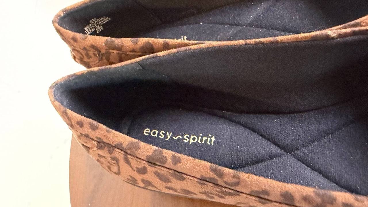 Easy Spirit Acasia Flats 8M Leopard Print Textile Slip‑On Lightweight NIBmsrp$69