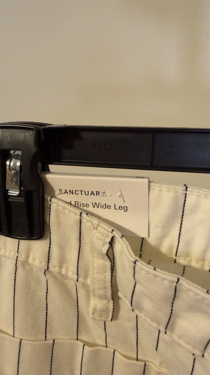 Sanctuary The Marine Mid‑Rise Crop Pants Bleached White Stripe 28 NWT $129