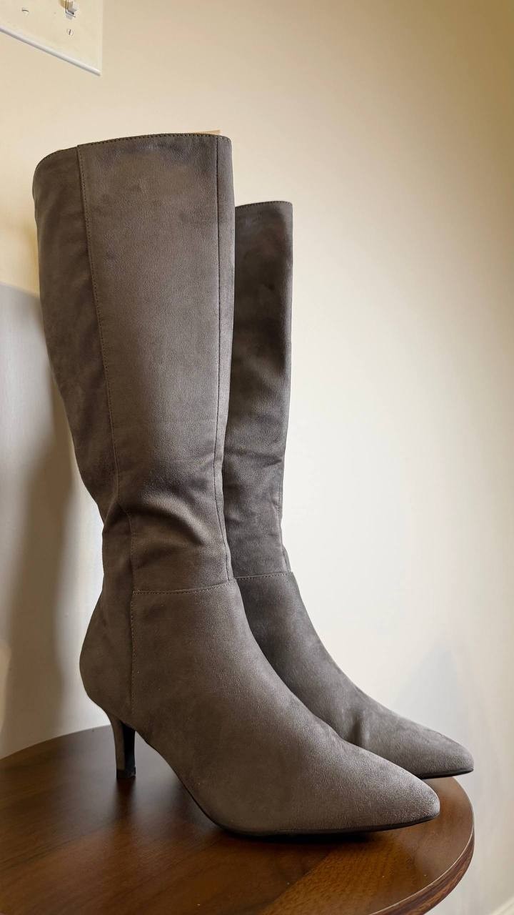 Aerosoles Epic Tall Boots 8.5M Gray Kitten Heel Pointed Toe Poly NIB msrp$129