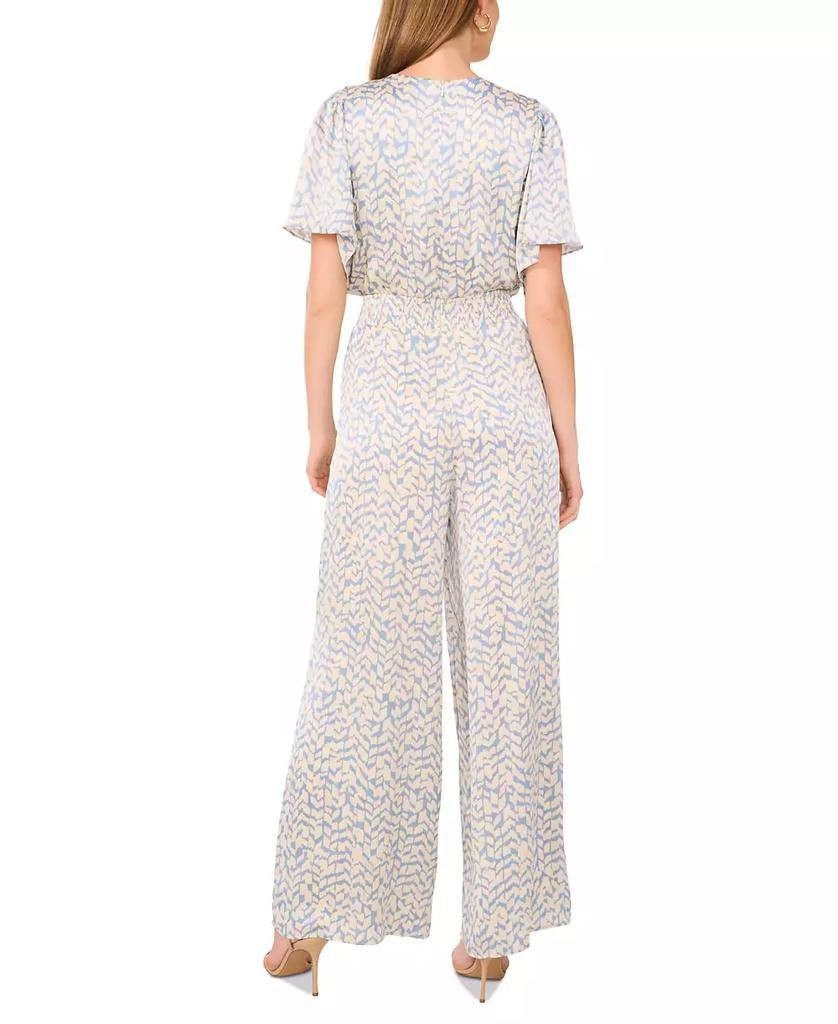 Vince Camuto Blue Floral Flutter-Sleeve Jumpsuit XS Wide-Leg One-Piece