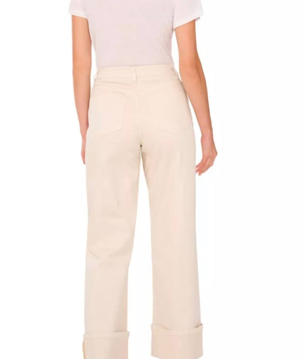 1.STATE Denim Roll‑Up Cuff Wide‑Leg Jeans New Ivory 12 NWT $109