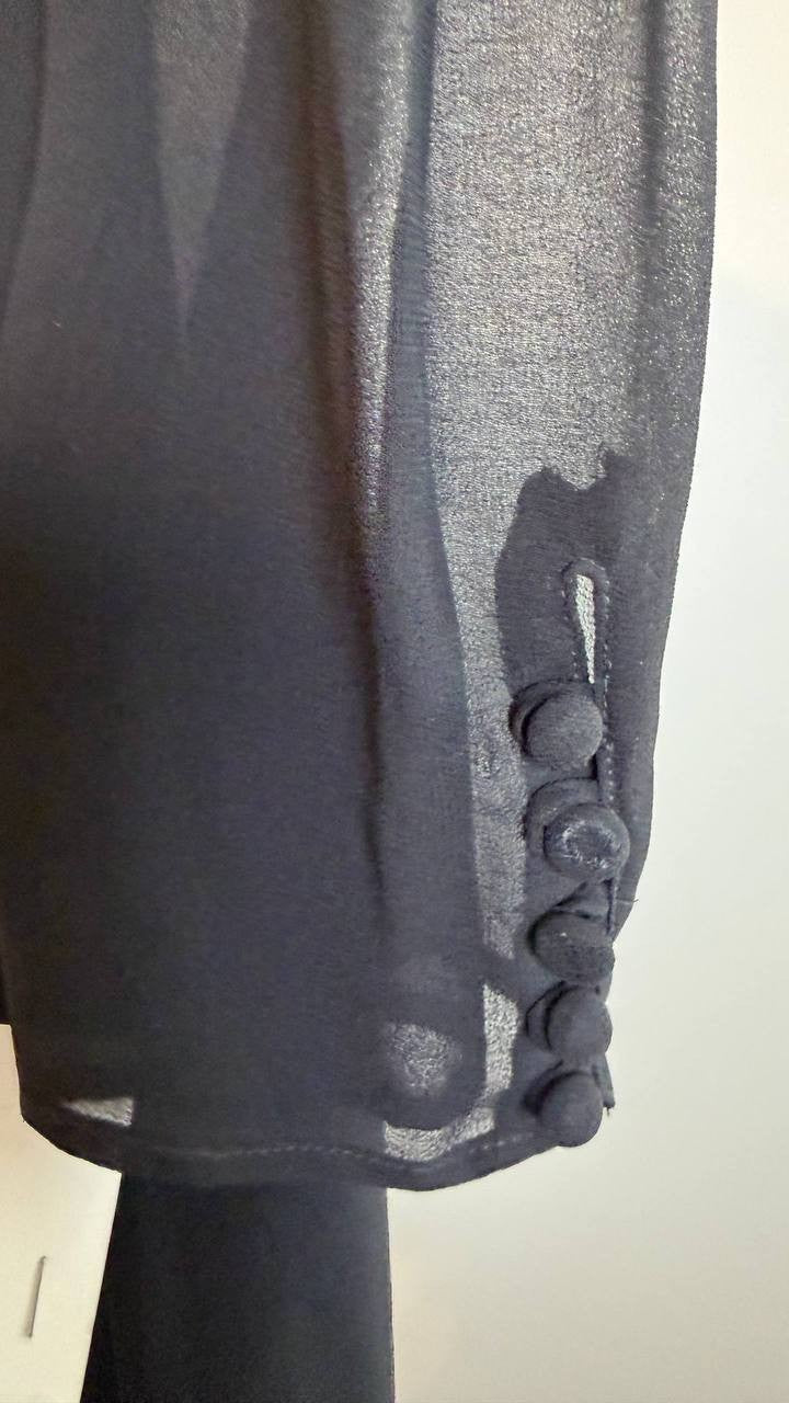 Calvin Klein Puff Sleeve Blouse Black Size S NWOT loop fastener missed,need wash