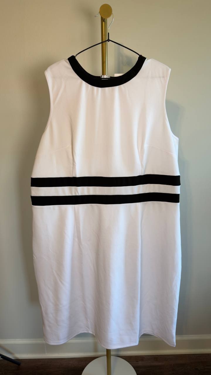 NY Collection Plus Size Colorblocked 2‑Piece Dress Set White 18W NWT $49