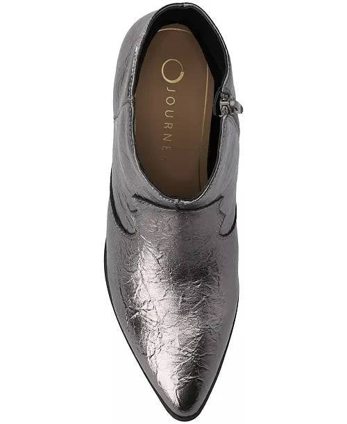 Journee Taliah Western Booties 8.5W Pewter Faux Leather Pointed Toe NIB msrp$100
