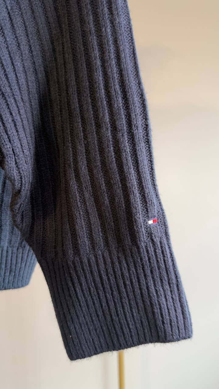 Tommy Hilfiger Traveling Cable Cotton Sweater Sky Captain L NWT $79.50