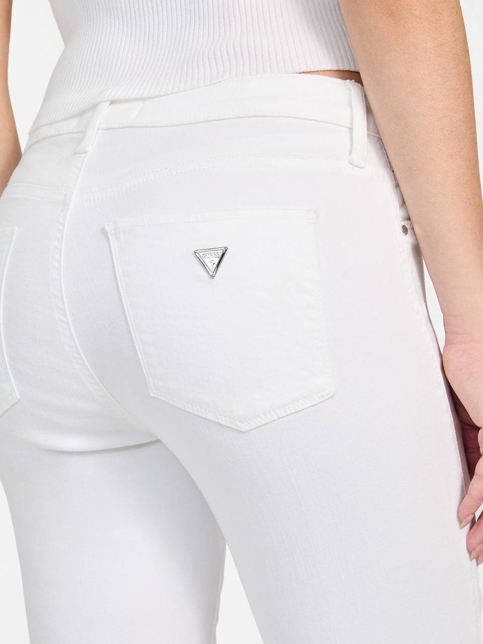 GUESS Eco Sexy Curve Mid-Rise Jeans White Size 24 New Without Tags, Denim