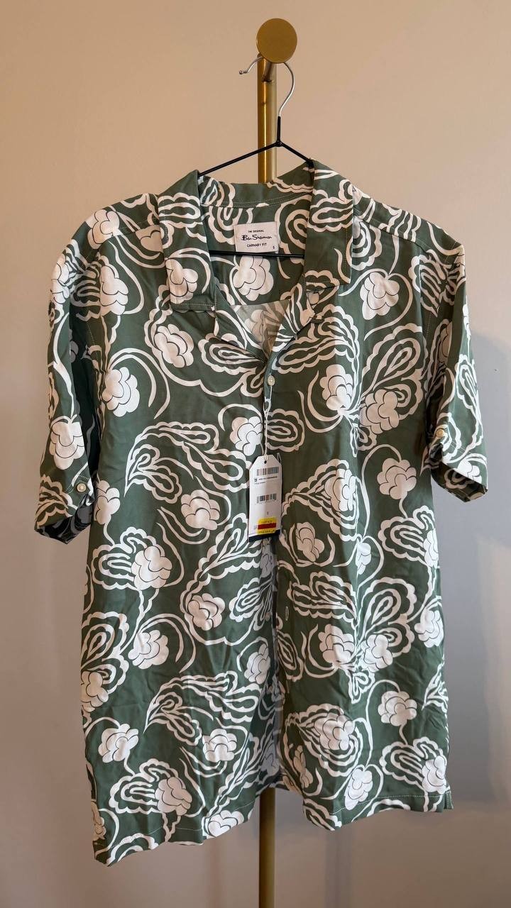 Ben Sherman Men’s Paisley Swirl Print Short Sleeve Shirt S $115 NWT