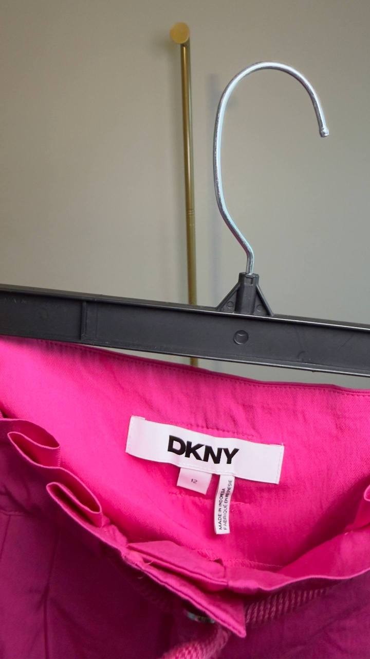 DKNY Rope Tie Front Wide Leg Pant Vivid Pink 12 NWT $99