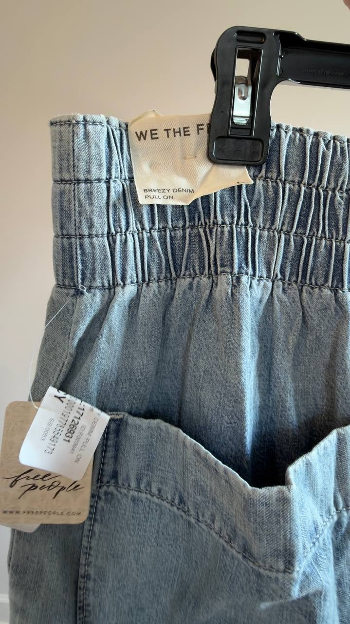 We The Free Breezy Pull-On Wide Leg Jeans Dusk L NWT $78
