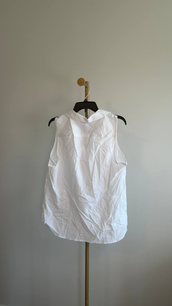 Nautica Cotton Sleeveless Button‑Front Top Bright White L NWT $59.50