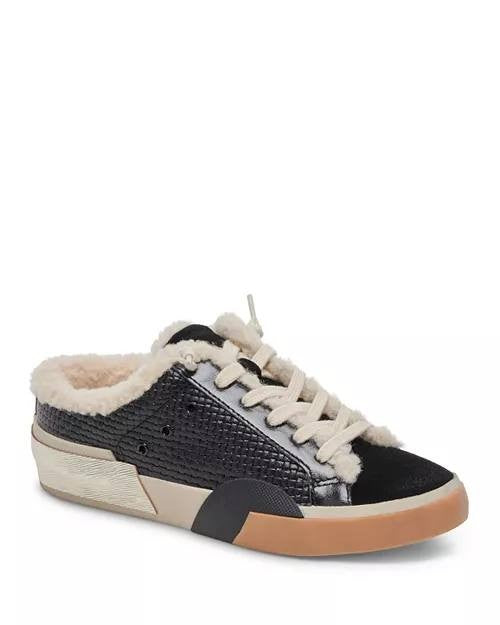 Dolce Vita Zantel Slip‑On Mule Sneakers Black Faux Fur Women’s 9.5 NWB $125
