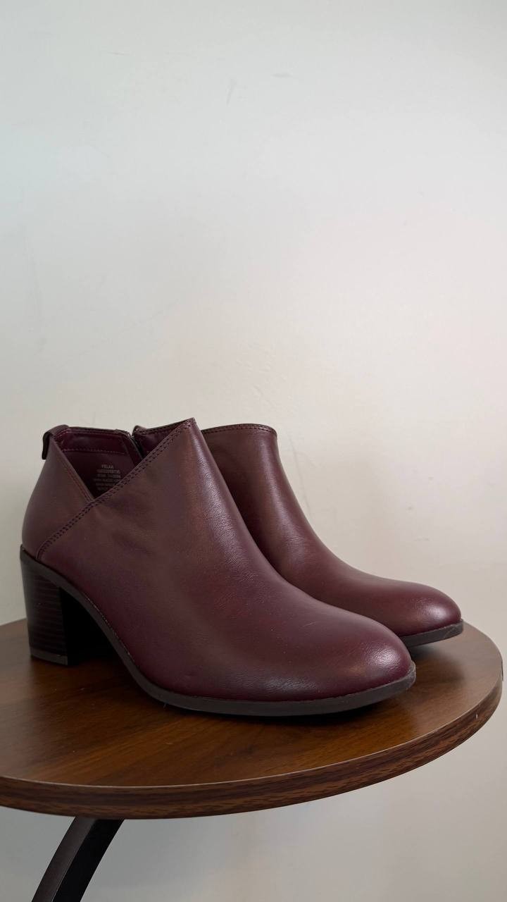 Style & Co Felaa Women’s Asymmetrical Booties Port Wine 8.5M Man‑Made $79.90 NWB