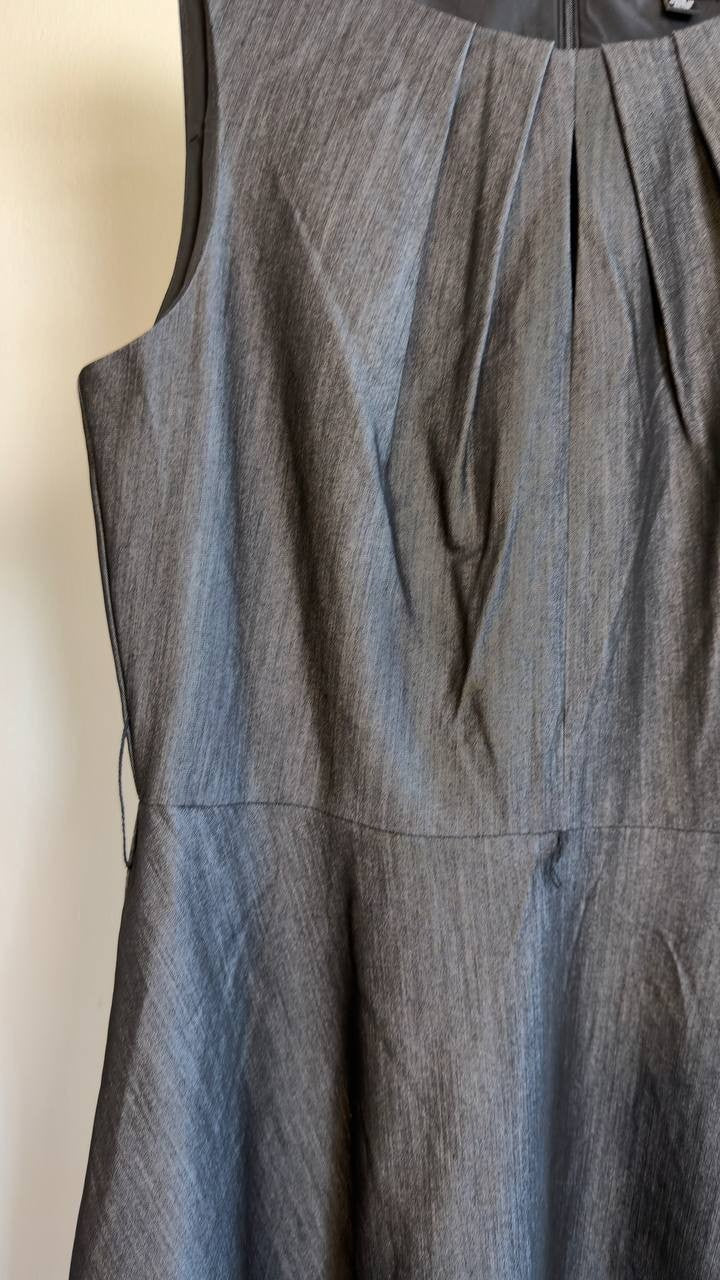 Tahari ASL Soft Denim Sleeveless Fit & Flare Dress Black 14 NWOT $159