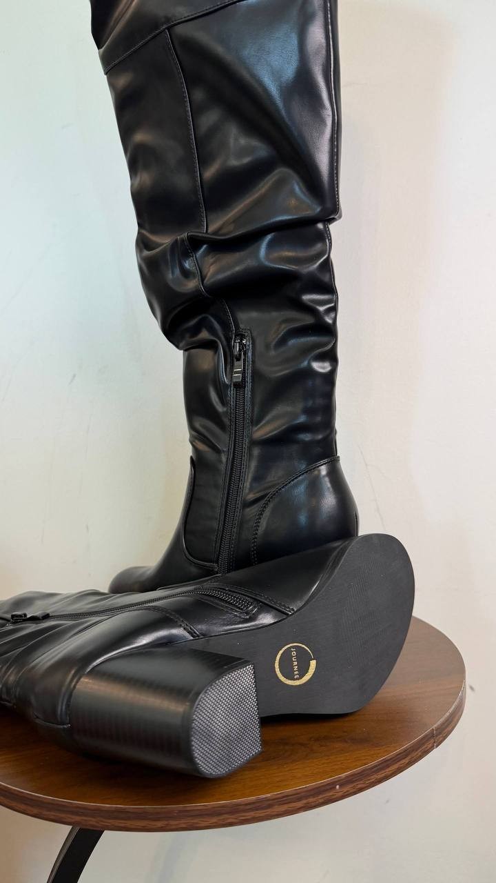 Journee Collection Kaison Women’s Boots Black 11WC Man‑Made $143 NWB