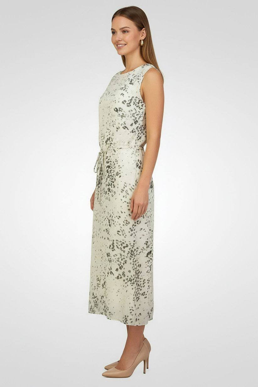 Calvin Klein Sleeveless Printed Midi Dress White Black XL NWT $149