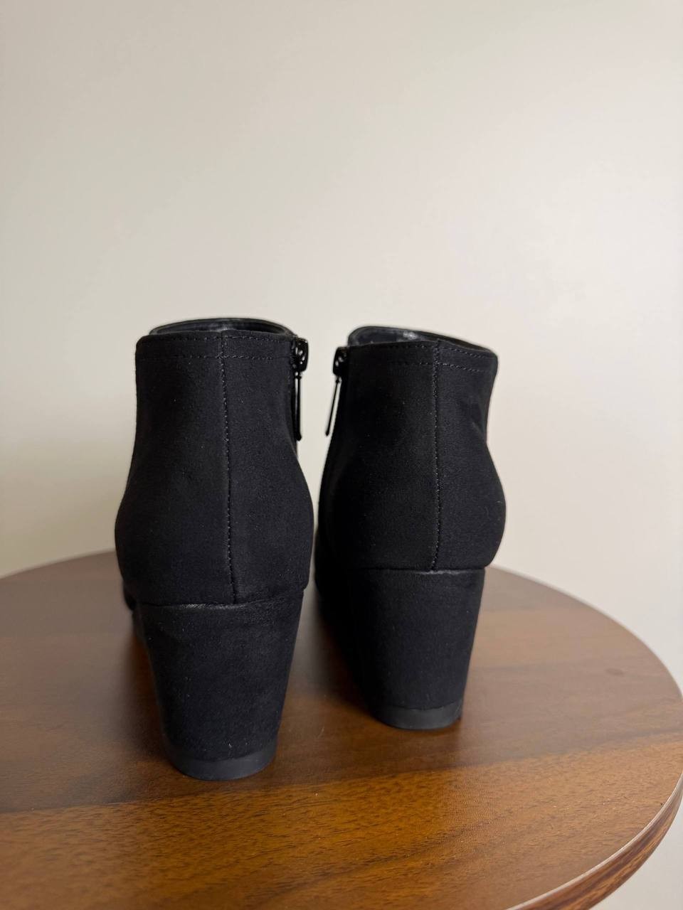 Style & Co Poppyy Wedge Heel Booties – Black – Size 6.5M – Microfiber–New in Box