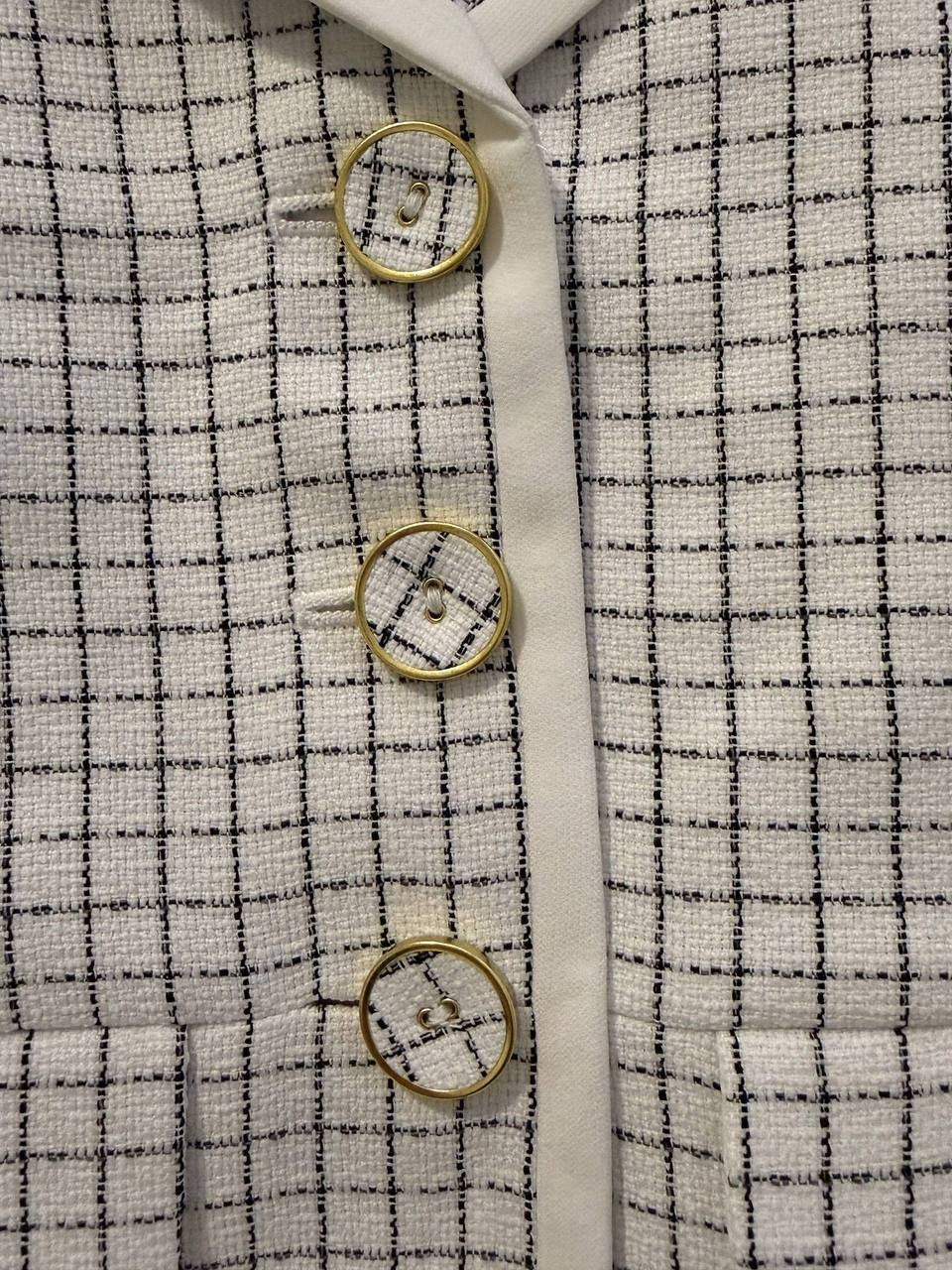 Le Suit Check Print Contrast Trim Blazer – 6P – NWT