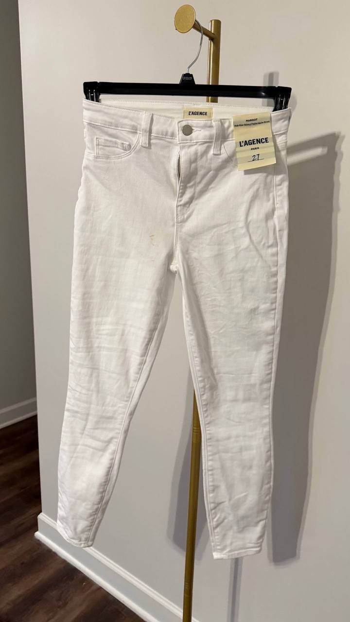 L’Agence Margot High‑Rise Ankle SkinnyJeans White 27 NWT Need Dry Clean msrp$245
