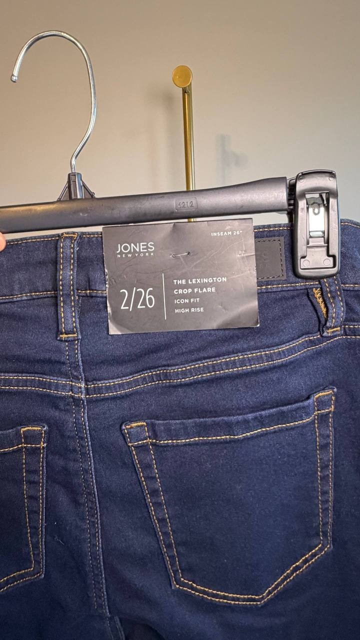 Jones New York Petite High Rise Kick Flare Cropped Jeans Indigo 2 NWT $79.50