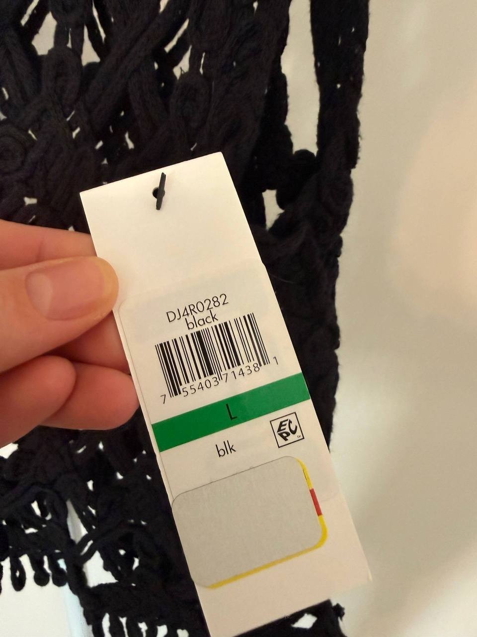 DKNY Jeans Cropped Fringe Crochet Tank – Black – Size L – NWT – $59