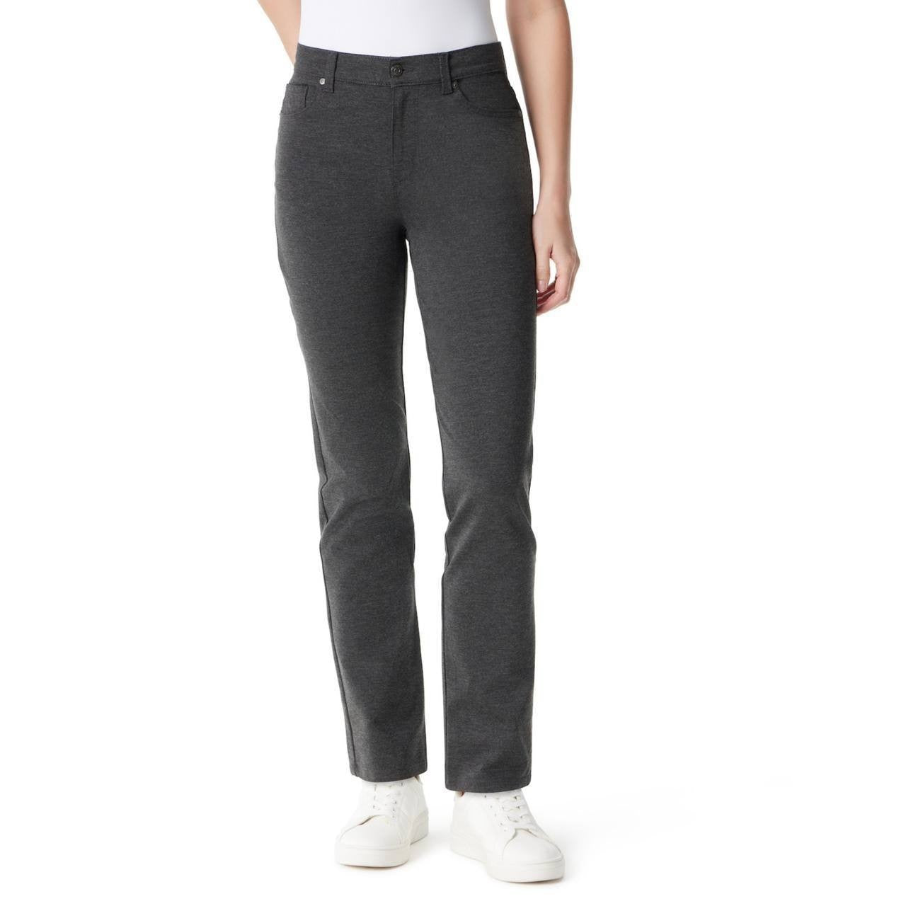 Gloria Vanderbilt Amanda Ponte High‑Rise Pants Heather Grey 10 NWT $54