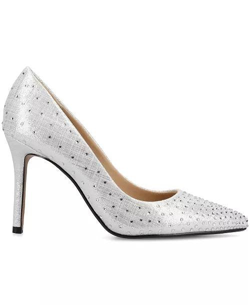 Journee Collection Venus Pointed Toe Pumps Silver 9.5M Polyurethane $93 NWB