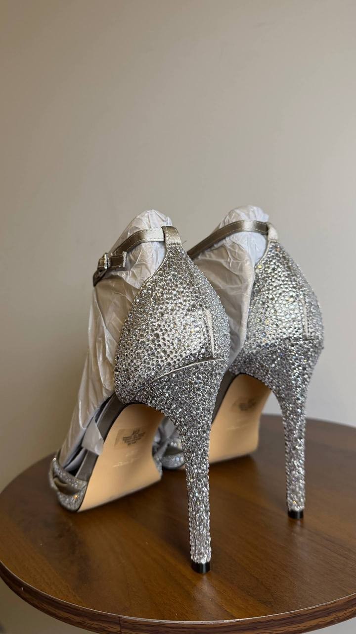 Nine West Silver Textile Dress Sandals Size 9.5M New in Box $119