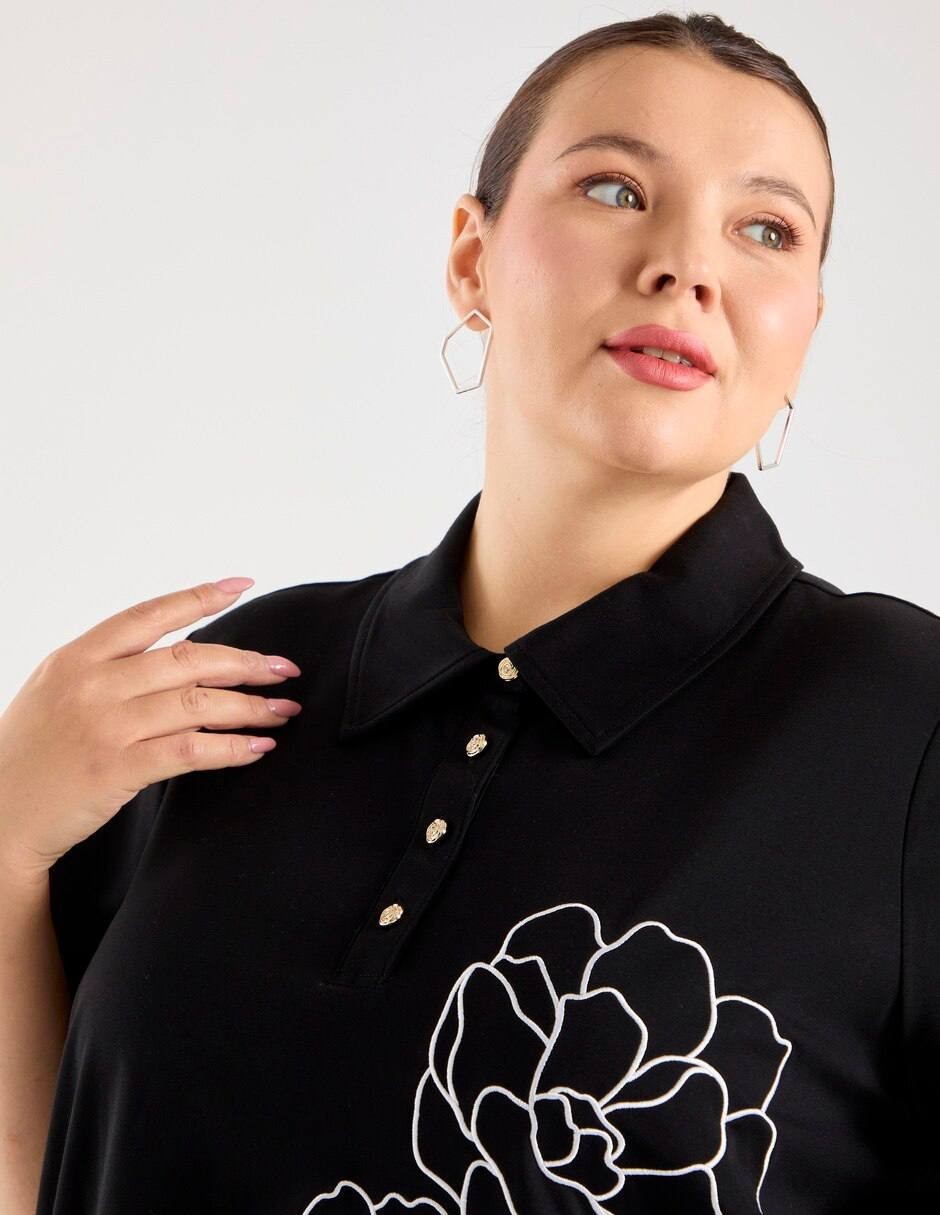Karl Lagerfeld Paris Short Sleeve Blouse Black 1X NWT $99