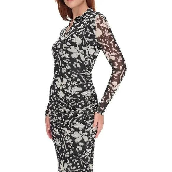 Tommy Hilfiger Floral Ruched Long Sleeve Dress – Size 16 – NWT – $119
