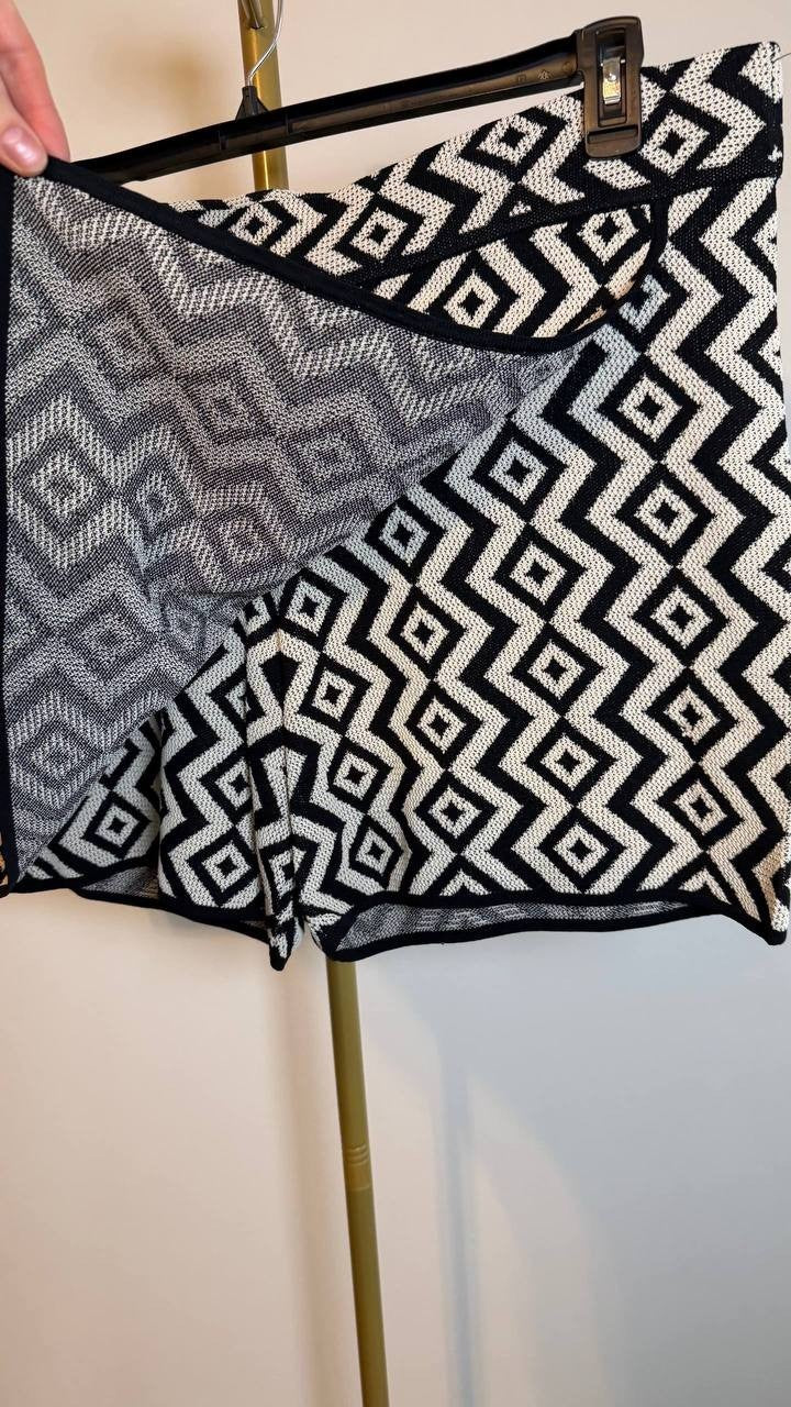 Nina Parker Plus Size Geo-Knit Wrap Skort Black/White 2X NWT $99