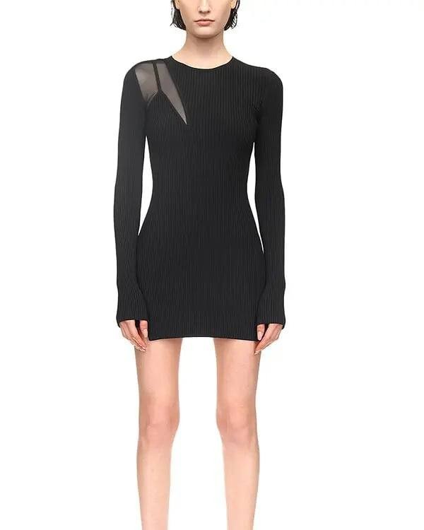 David Koma Ribbed Mesh Detail Mini Dress – Black – Size M – NWT – $900