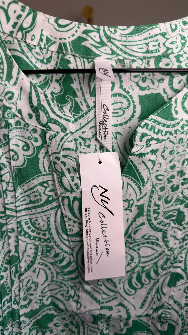 NY Collection Plus Size Sleeveless Pintucked Blouse Green 3X NWT $44