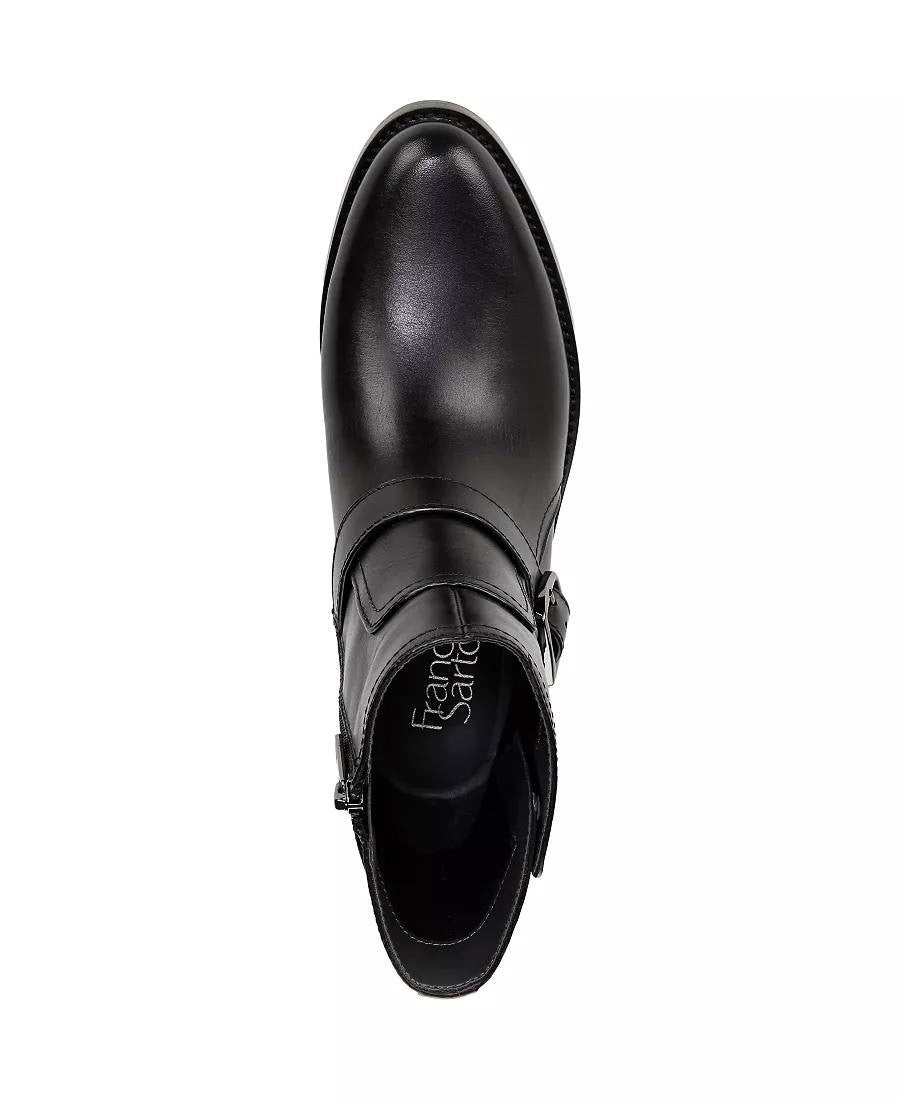 Franco Sarto Prina Boots 9.5M Black Leather Moto Block Heel Zip NIB msrp$180