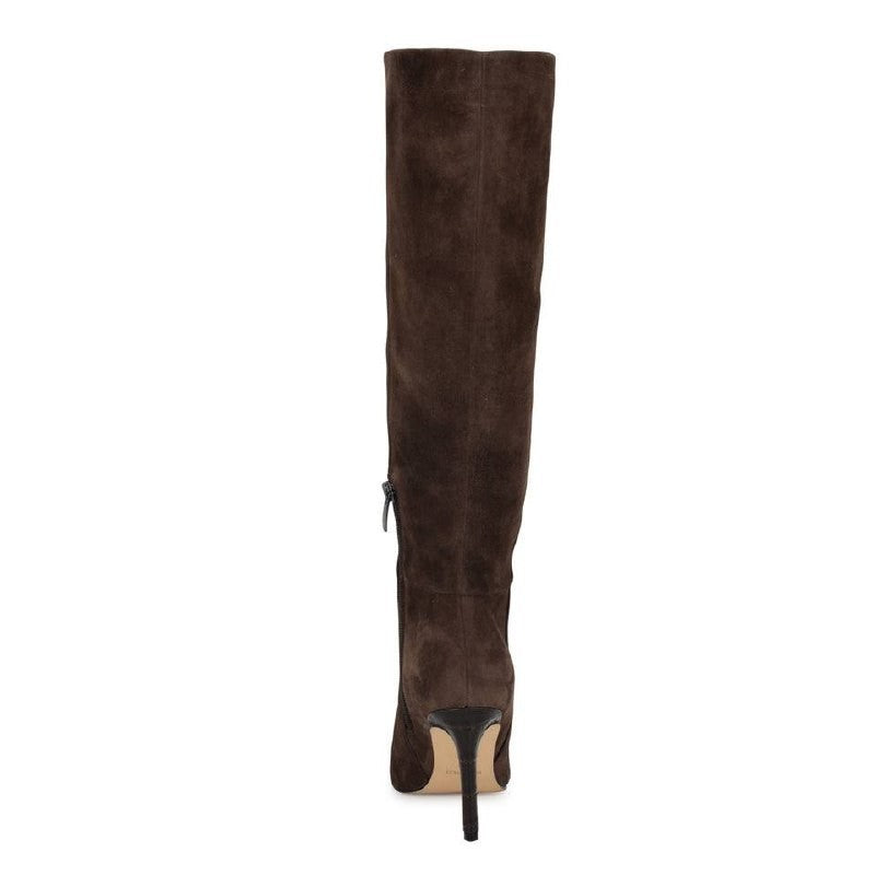 Nine West Richy Boots 10M Dark Brown Suede Knee‑High Pointy Toe NIB msrp$249