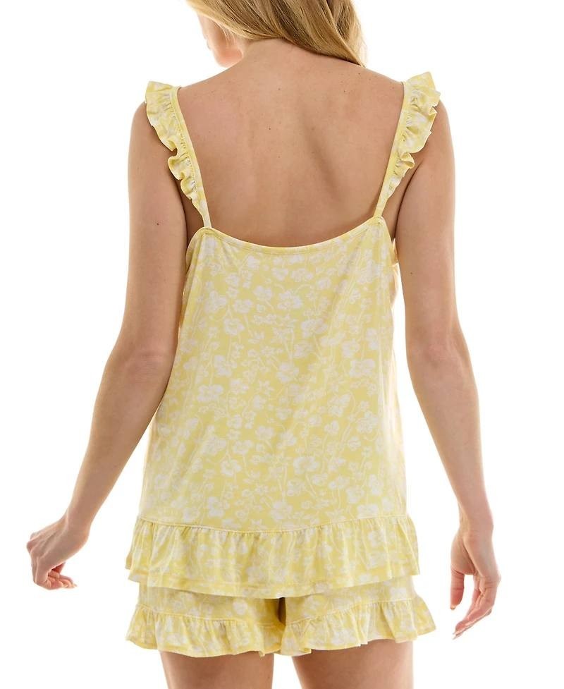 Roudelain Women’s Yellow Floral Ruffle Pajama Top – Size S – NWT –