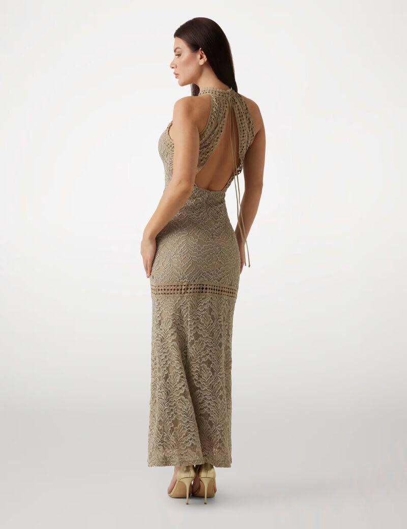 Guess Bodycon Lace Maxi Dress Green Size M NWT $178