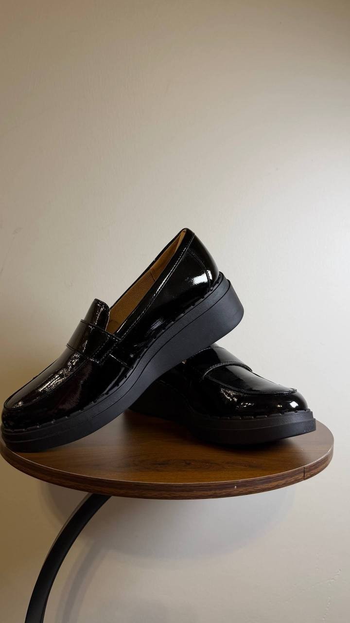 LifeStride Dolce Loafers 8W Black Faux Patent Wedge Comfort NIB msrp$89.99