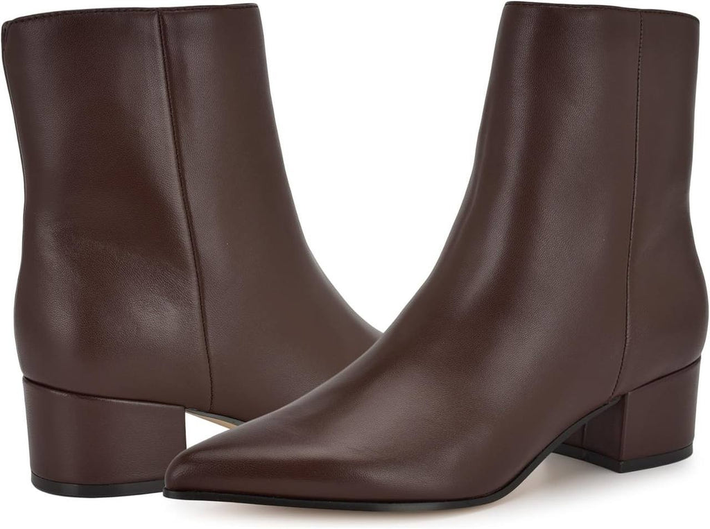 Nine West Maribu Booties 7.5M Dark Brown Leather Pointed Toe Zip NIB mrp$149