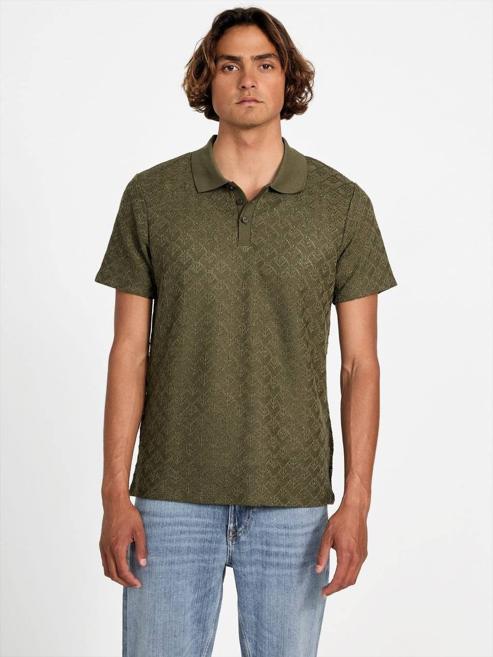 Guess Men’s Logan Knit Polo Shirt Black XL $69 NWT