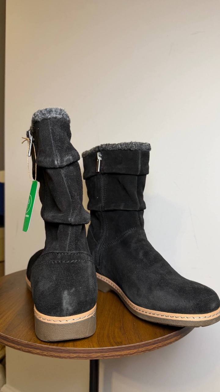 Earth Black Suede Flat Booties 10M New in Box MSRP $189
