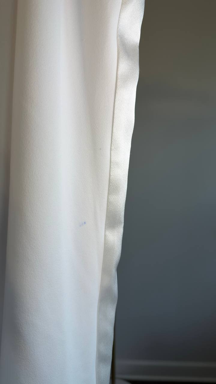 Muse Satin-Trim Straight-Leg Pants Ivory 14 NWT $99
