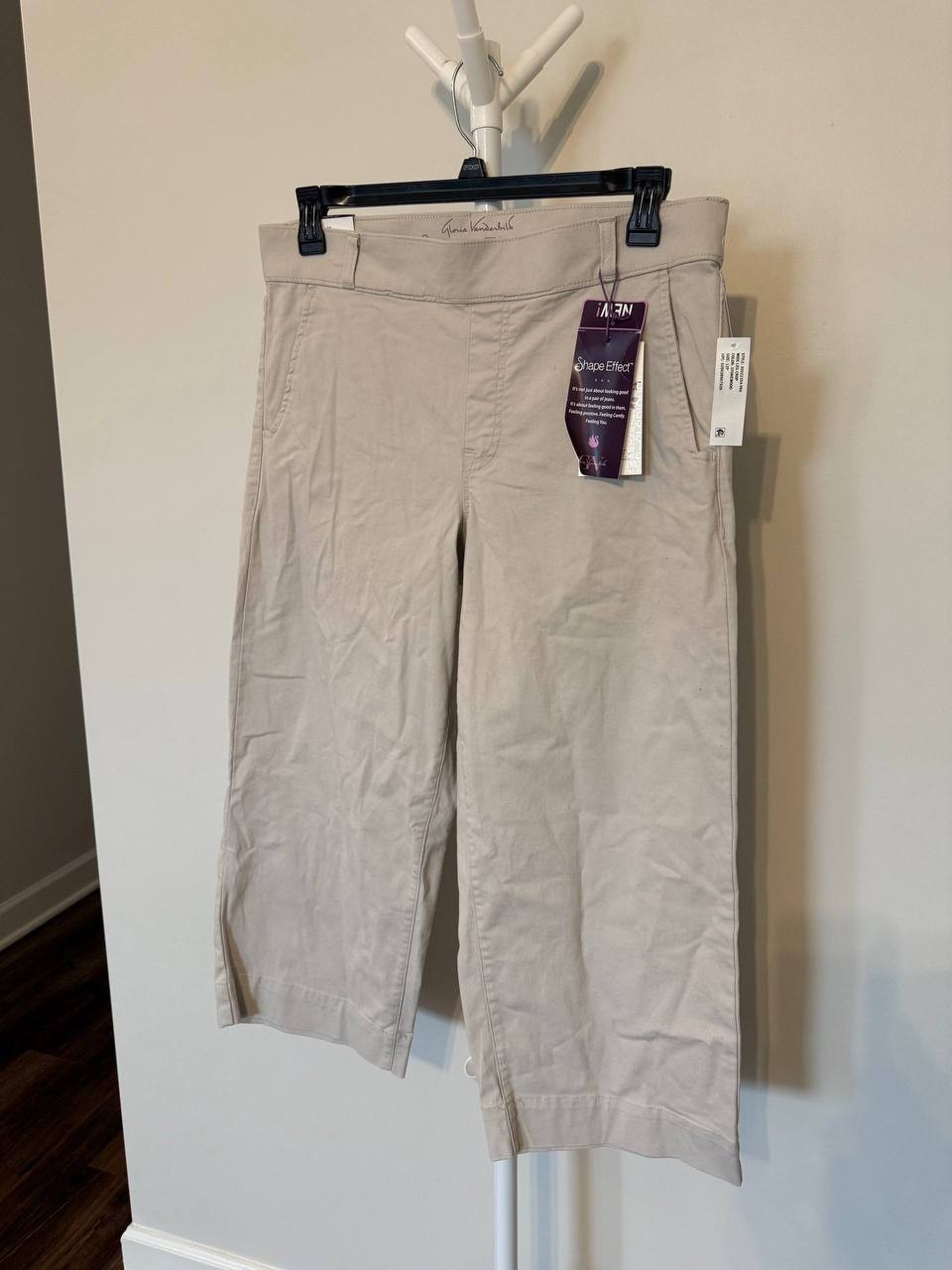 Gloria Vanderbilt Shape‑Effect Pull‑On Wide‑Leg Crop-STONEWOOD–12P–NWT–MSRP$50