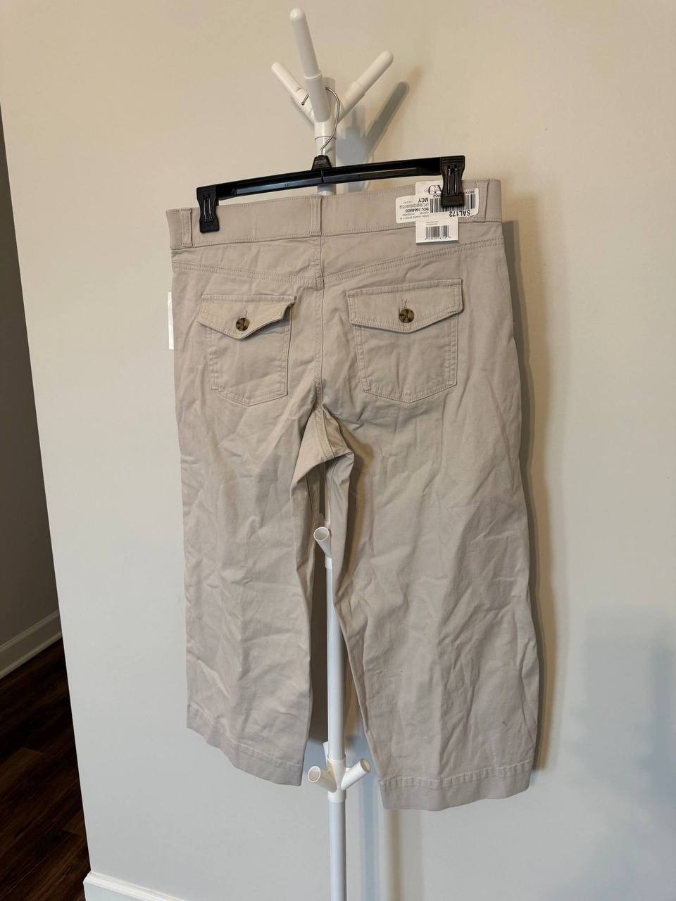 Gloria Vanderbilt Shape‑Effect Pull‑On Wide‑Leg Crop-STONEWOOD–12P–NWT–MSRP$50