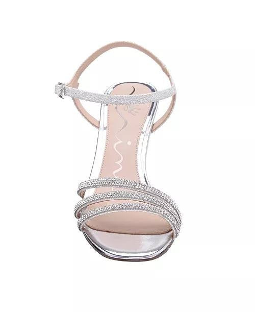 Nina  Bettany  Mid  Heel  Crystal  Straps  Dress  Sandals  Silver  8M  New  $89