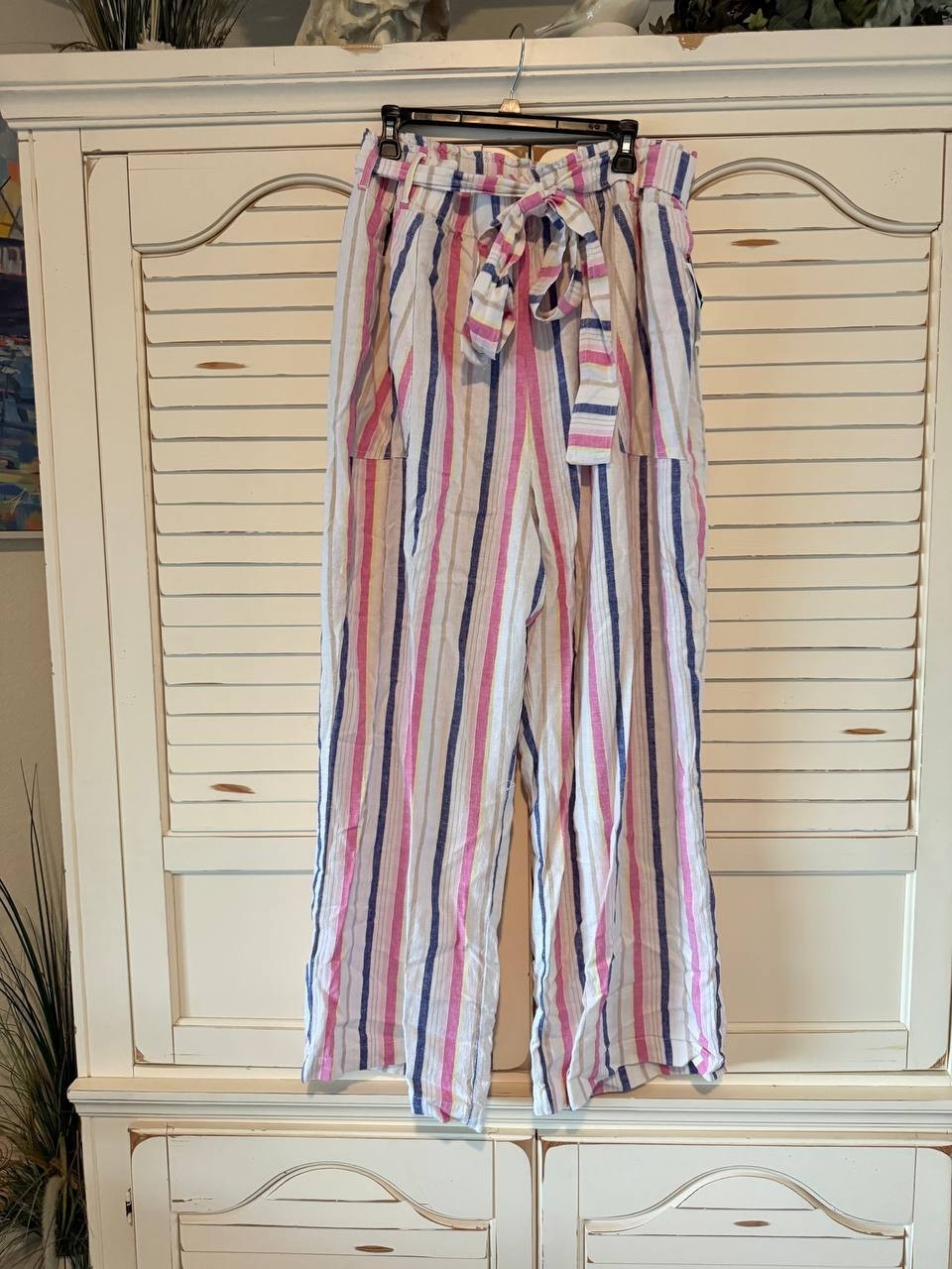 ELLA Rafaella Plus Size Stripe Wide Leg Paper Bag Pants – Size 3X – NWT