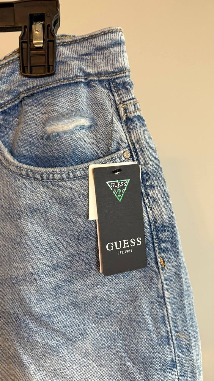 Guess Eco Featherweight Relaxed Midi Denim Shorts Blue Maiorca Size 30 NWT $89