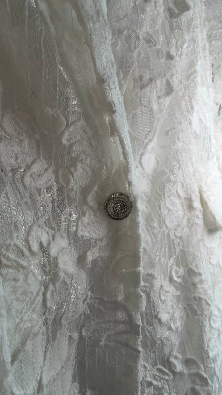 Karl Lagerfeld Paris Lace Blazer Soft White Size 6 NWT $199