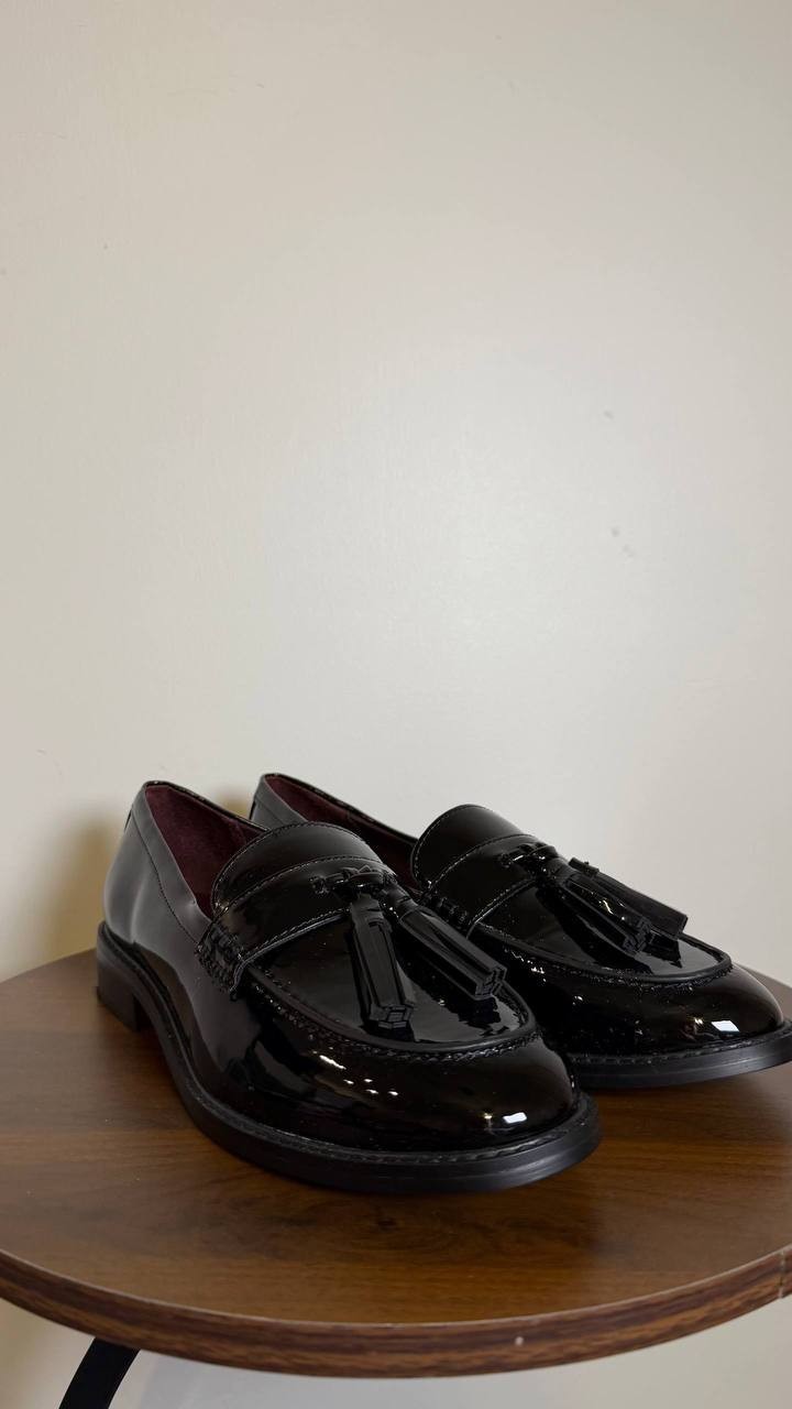 Franco Sarto Black Faux Leather Tassel Loafers 8M New in Box MSRP $115