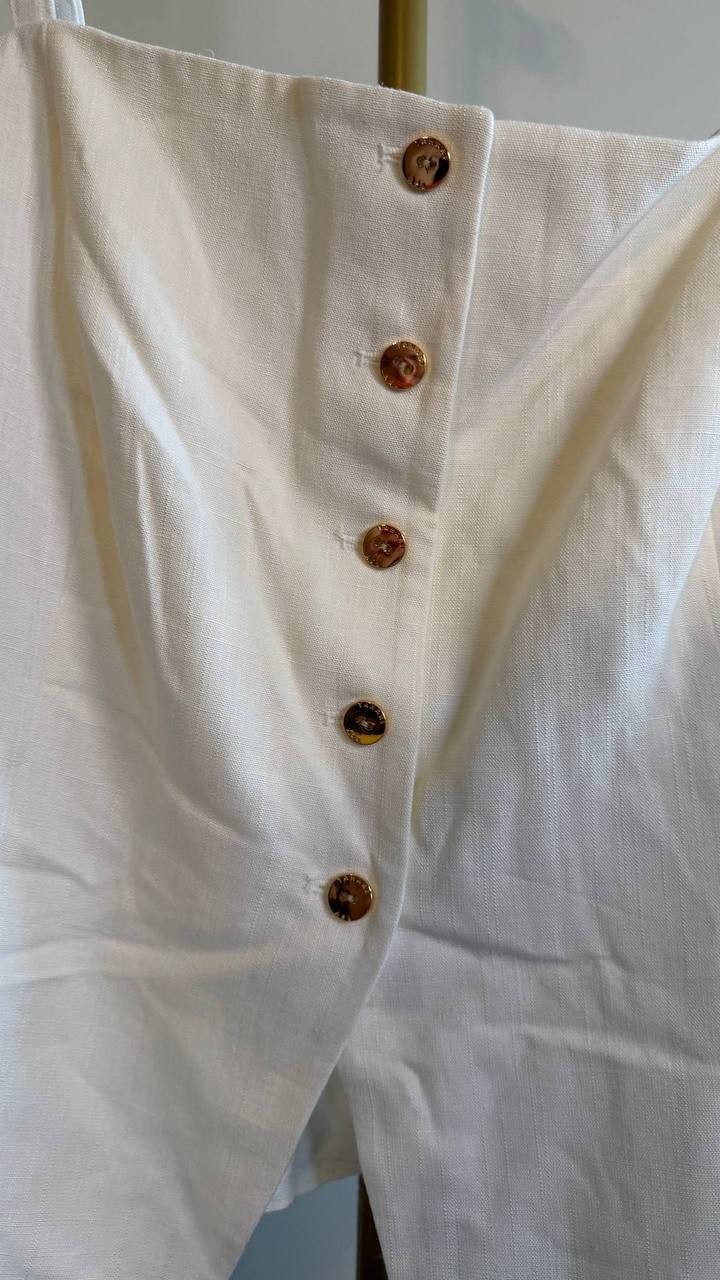 Tahari ASL Women’s Linen‑Blend Button‑Front Tank Vest White 16 $74 NWT